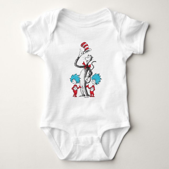Dr. Seuss | Cat in the Hat, Thing One & Thing Two Baby Bodysuit (Front)