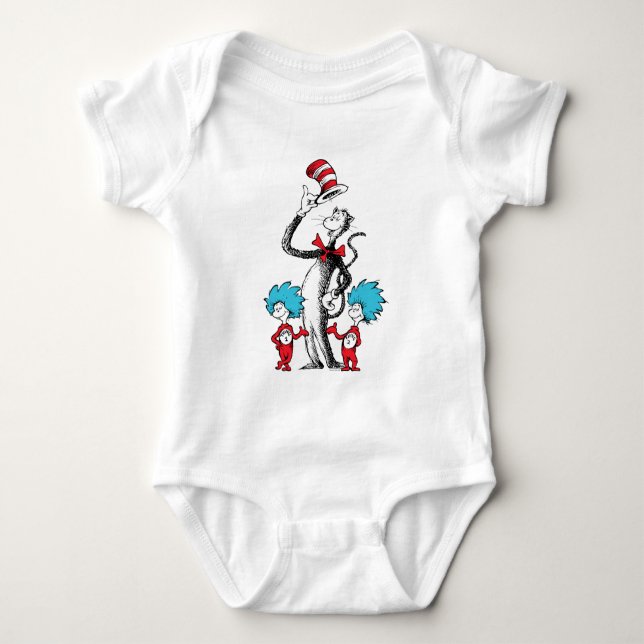 Dr. Seuss | Cat in the Hat, Thing One & Thing Two Baby Bodysuit (Front)