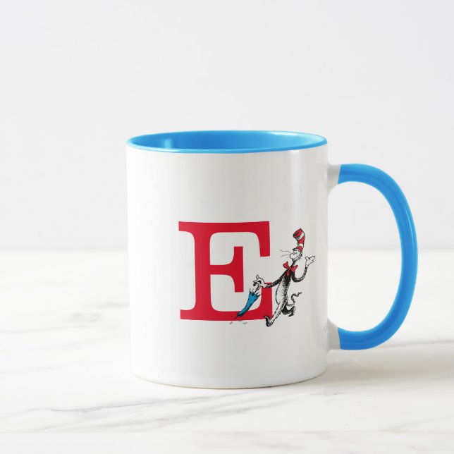 Dr. Seuss Cat in the Hat Umbrella Walk Monogram E Mug (Right)