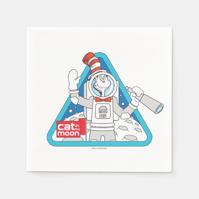 Dr. Seuss | Cat in the Moon Outer Space Graphic Napkin (Front)
