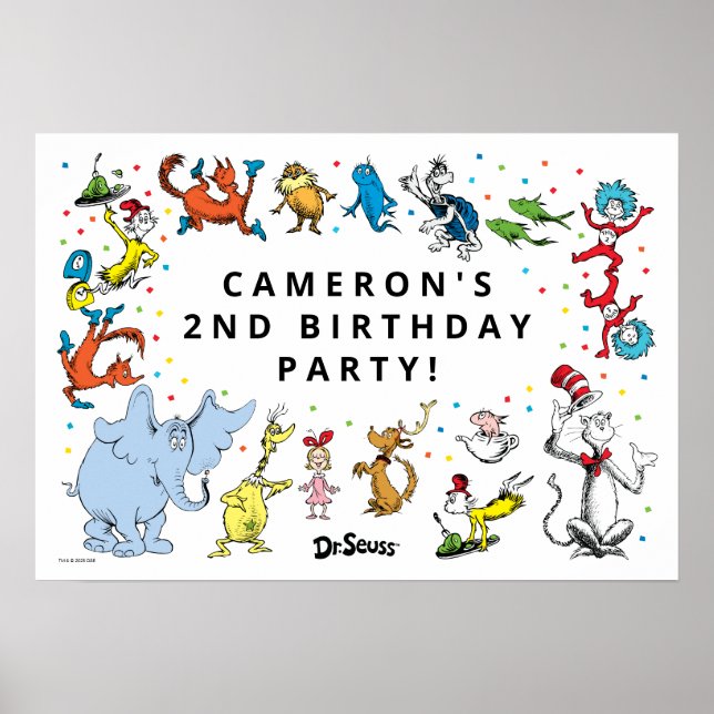 Dr. Seuss Character Confetti | Kids Birthday Poster (Front)