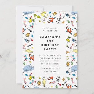 Dr. Seuss Character Pattern   Kids Birthday Invitation
