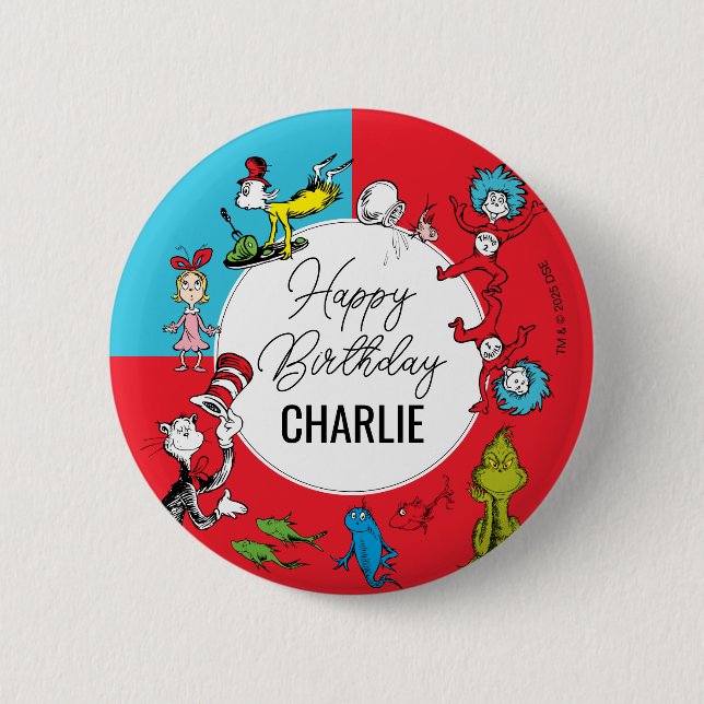 Dr. Seuss - Characters | Kids Birthday 6 Cm Round Badge (Front)