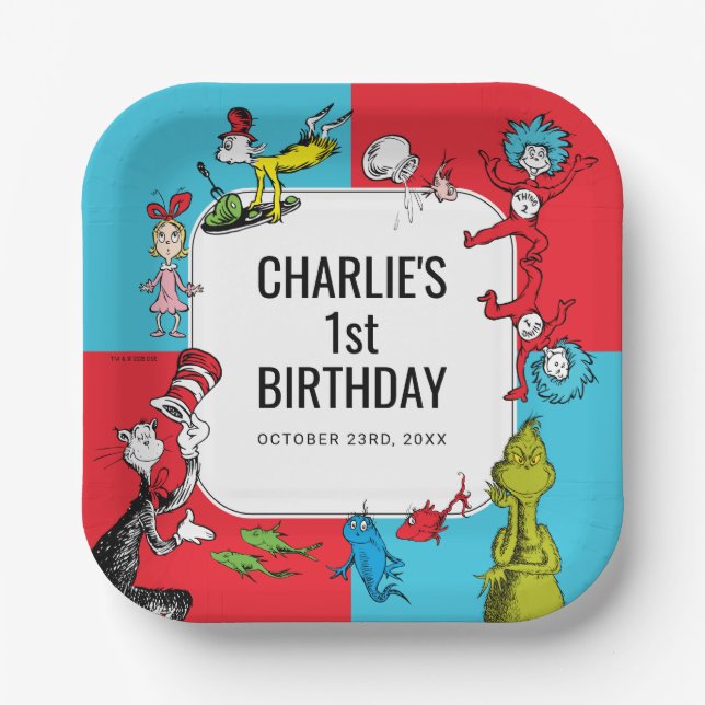 Dr. Seuss - Characters | Kids Birthday Paper Plate (Front)