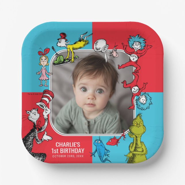 Dr. Seuss - Characters | Kids Birthday Paper Plate (Front)