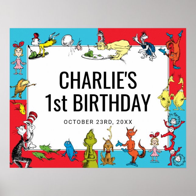 Dr. Seuss - Characters | Kids Birthday Poster (Front)