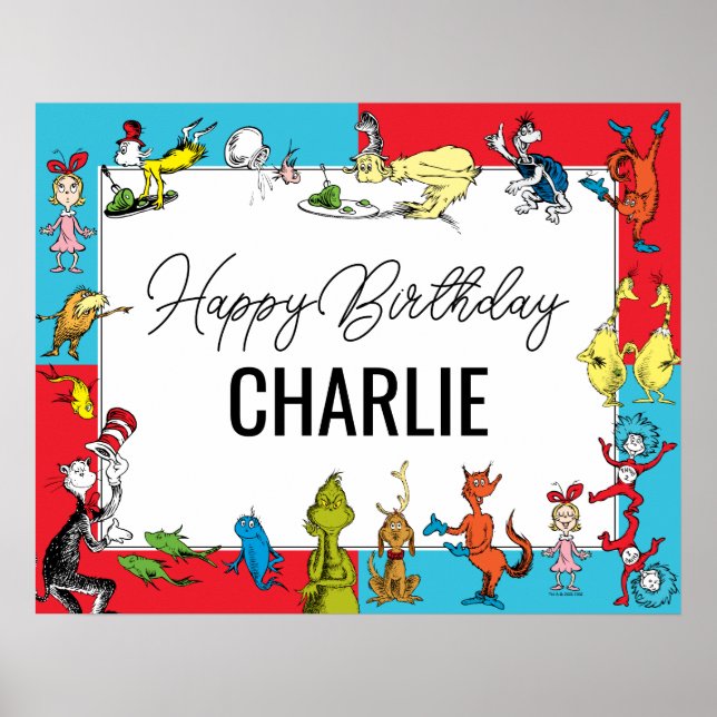 Dr. Seuss - Characters | Kids Birthday Poster (Front)