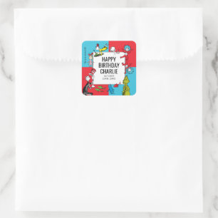 Dr. Seuss - Characters   Kids Birthday Square Sticker