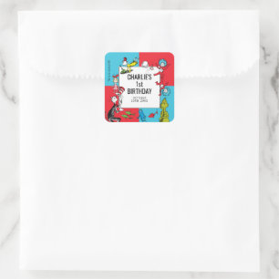 Dr. Seuss - Characters   Kids Birthday Square Sticker