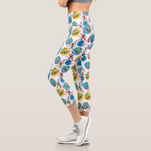 Dr. Seuss   Characters With Pencils Pattern Capri Leggings