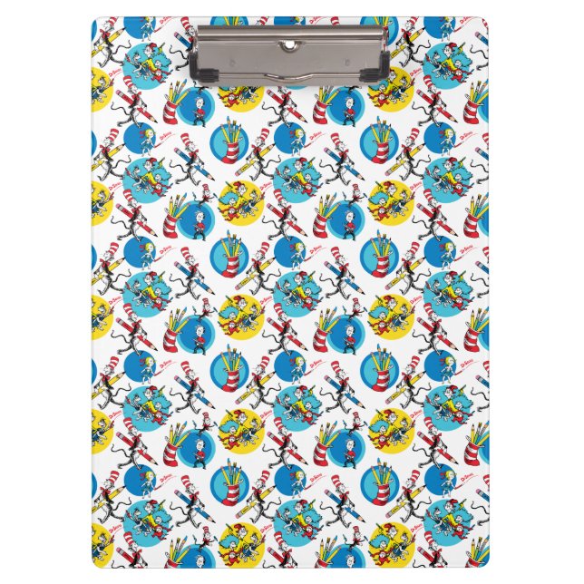 Dr. Seuss | Characters With Pencils Pattern Clipboard (Front)