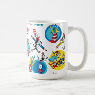 Dr. Seuss   Characters With Pencils Pattern Coffee Mug