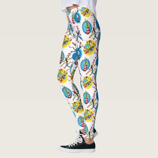 Dr. Seuss | Characters With Pencils Pattern Leggings (Left)