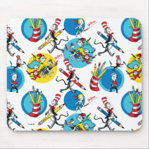 Dr. Seuss Characters With Pencils Pattern Mouse Pad