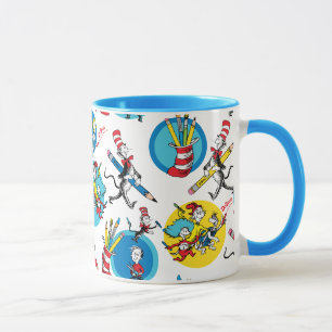 Dr. Seuss   Characters With Pencils Pattern Mug