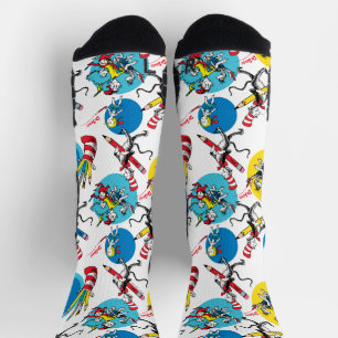 Dr. Seuss Characters With Pencils Pattern Socks