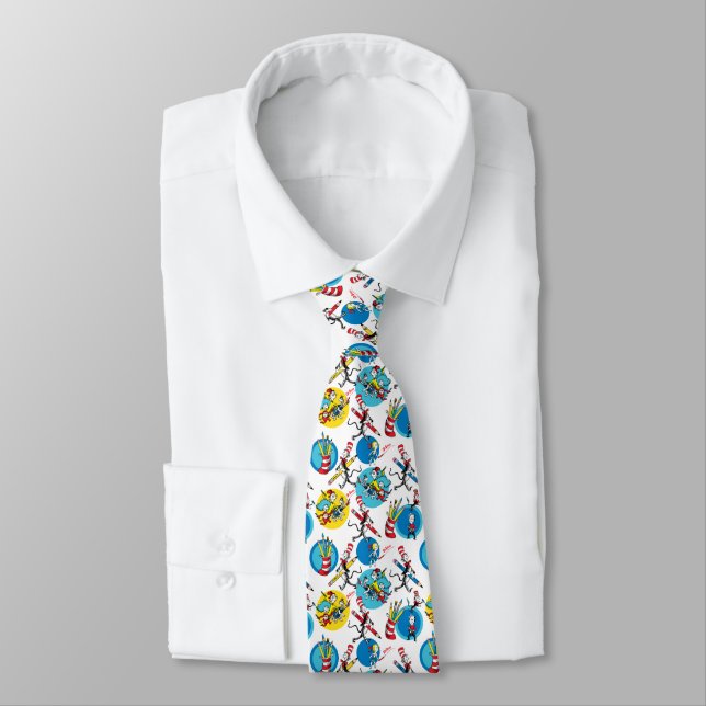 Dr. Seuss | Characters With Pencils Pattern Tie (Tied)