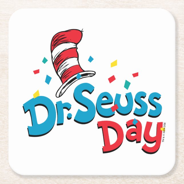 Dr. Seuss Day | Confetti Square Paper Coaster (Front)