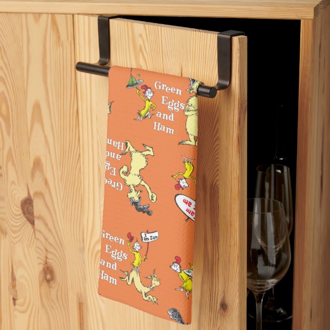 Dr. Seuss Green Eggs and Ham Character Pattern Tea Towel (Thirds Fold)