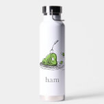 Dr. Seuss | Green Eggs and Ham Water Bottle<br><div class="desc">This officially licensed Dr. Seuss design features a fun, classic illustration of the iconic green eggs and ham on a platter. The artwork highlights the famous green ham with a fork resting inside, alongside the bouncing green eggs, and is finished with the simple word "ham" and the authentic Dr. Seuss...</div>