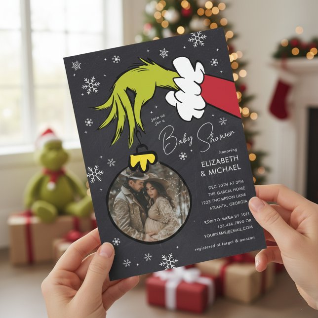 Dr. Seuss | Grinch Chalkboard Baby Shower Invitation (Creator Uploaded)