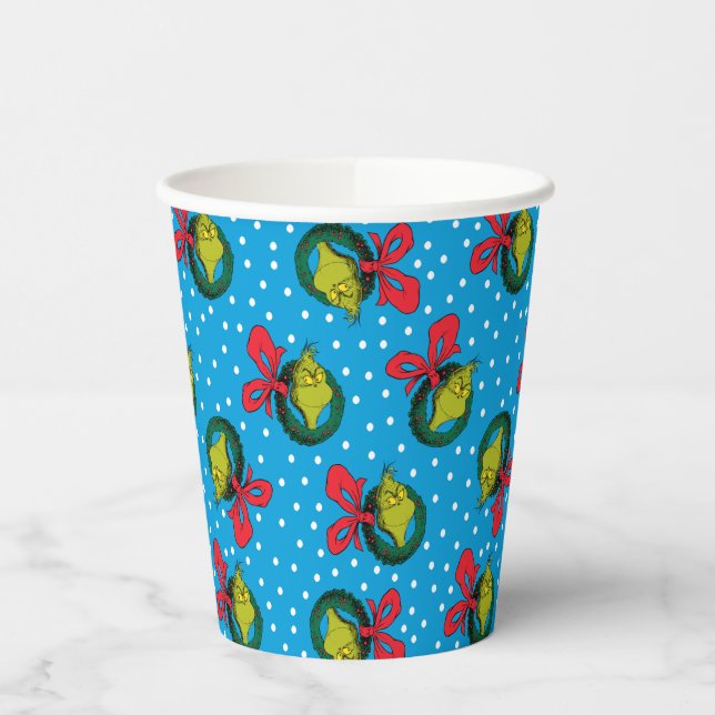 Dr. Seuss | Grinch | Christmas Wreath Pattern Paper Cups (Left)