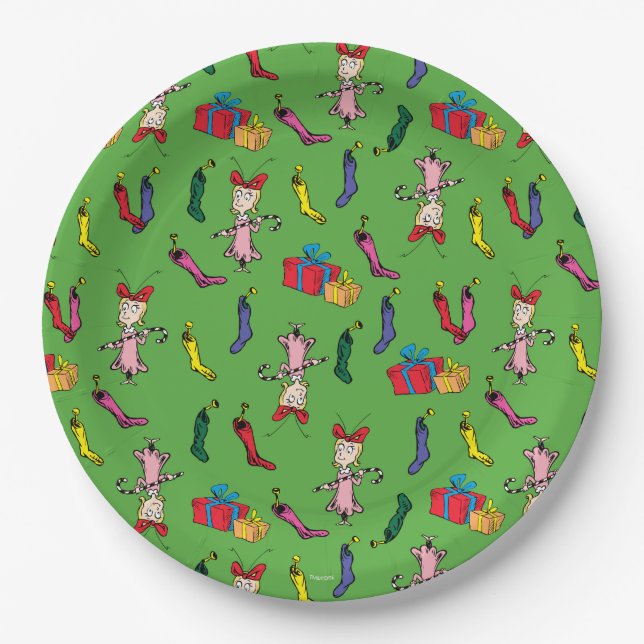 Dr. Seuss | Grinch | Cindy-Lou Who Pattern Paper Plate (Front)
