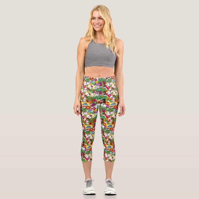 Dr. Seuss | Grinch Colourful Pattern Capri Leggings (Front)