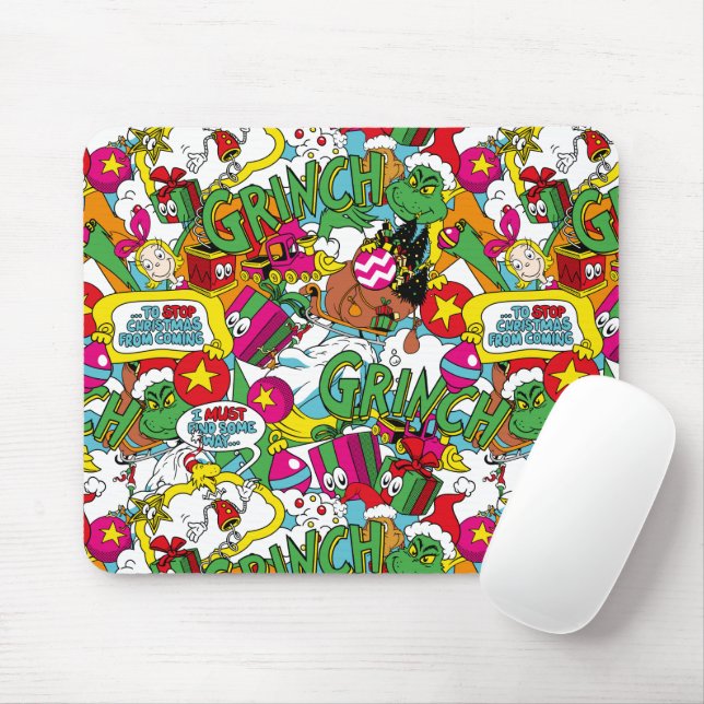 Dr. Seuss | Grinch Colourful Pattern Mouse Pad (With Mouse)