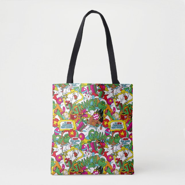 Dr. Seuss | Grinch Colourful Pattern Tote Bag (Front)