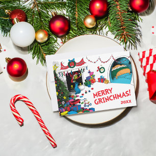 Dr. Seuss Grinch Down the Chimney Holiday Card