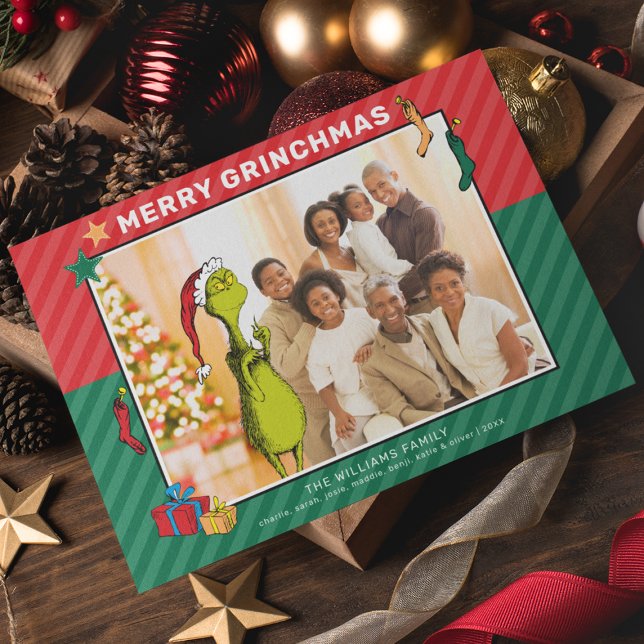 Dr. Seuss | Grinch Family Photo Holiday Postcard (Creator Uploaded)