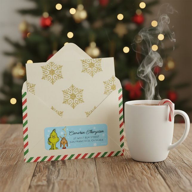 Dr. Seuss | Grinch & Max Winter Birthday Return Address Label (Creator Uploaded)