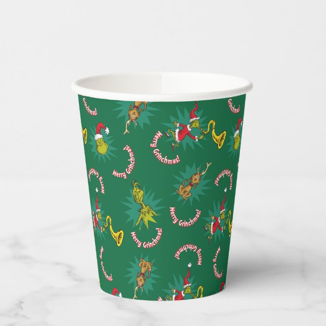 Dr. Seuss | Grinch | Merry Grinchmas Pattern Paper Cups (Left)