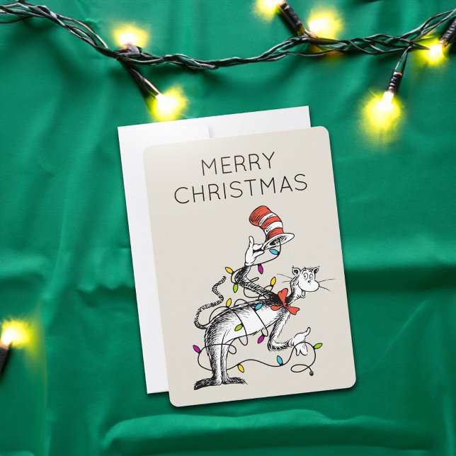 Dr. Seuss | Grinch | Mischievous Cat in the Ha Holiday Card (Card on table)