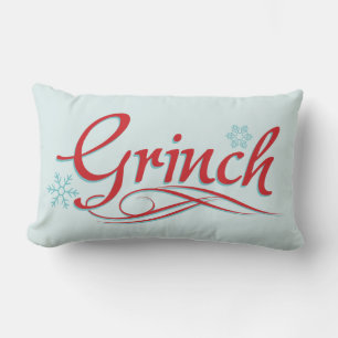 Dr. Seuss   Grinch - Red and Blue Script Lumbar Cushion