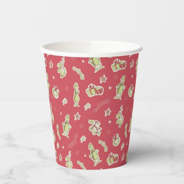 Dr. Seuss | Grinch | Red Christmas Pattern Paper Cups (Left)