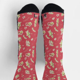 Dr. Seuss   Grinch   Red Christmas Pattern Socks