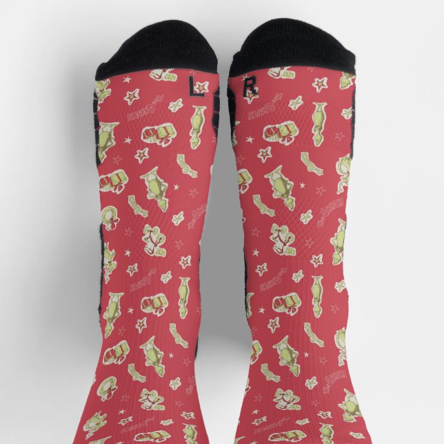 Dr. Seuss | Grinch | Red Christmas Pattern Socks (Top)