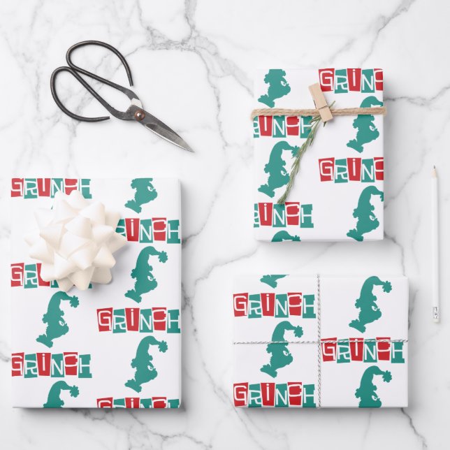 Dr. Seuss | Grinch - Red & Green Wrapping Paper Sheet (Front)