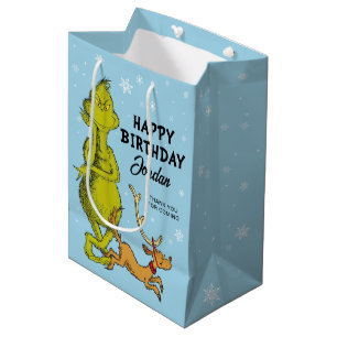 Dr. Seuss Grinch Winter Birthday Favour Medium Gift Bag