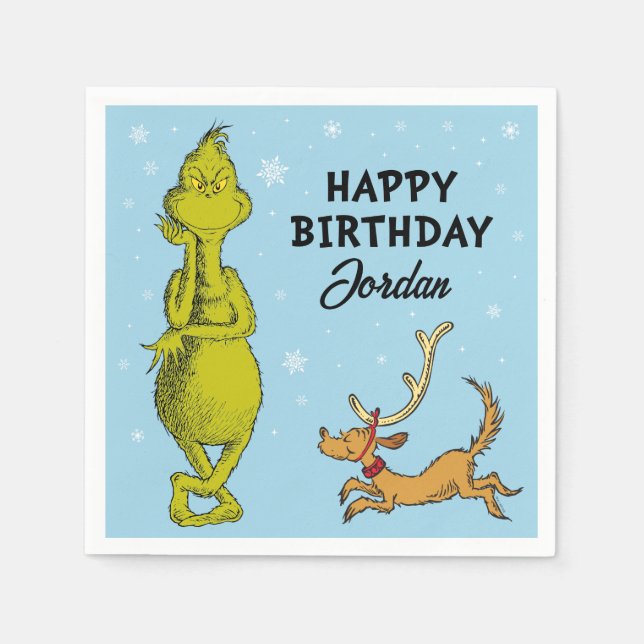 Dr. Seuss | Grinch Winter Birthday Napkin (Front)