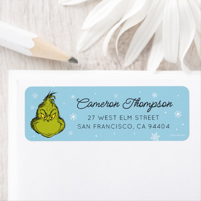 Dr. Seuss | Grinch Winter Birthday Return Address Label (Insitu)