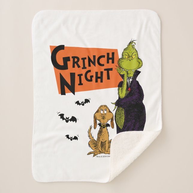 Dr. Seuss | Hallowen Grinch Night Graphic Sherpa Blanket (Front)