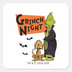 Dr. Seuss   Hallowen Grinch Night Graphic Square Sticker