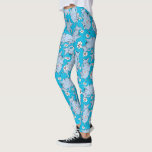 Dr. Seuss Horton Hears a Who Leggings<br><div class="desc">This pattern design features characters from the classic Dr. Seuss story, Horton Hears a Who!. Multiple illustrations of Horton the elephant are scattered across a solid cyan blue background. He is depicted alongside numerous white and pink daisies. The style utilises the signature sketchy, hand-drawn lines associated with Dr. Seuss illustrations....</div>