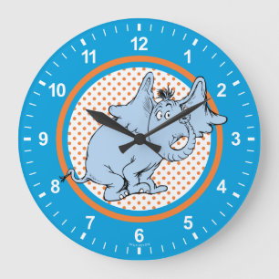 Dr. Seuss Horton Hears A Who Orange Polka Dots Large Clock