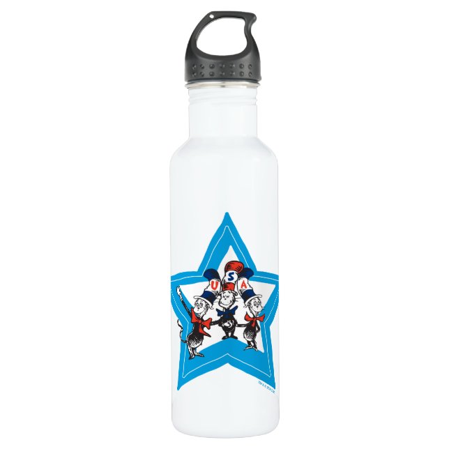 Dr. Seuss | Little Cats USA Hats Graphic 710 Ml Water Bottle (Front)