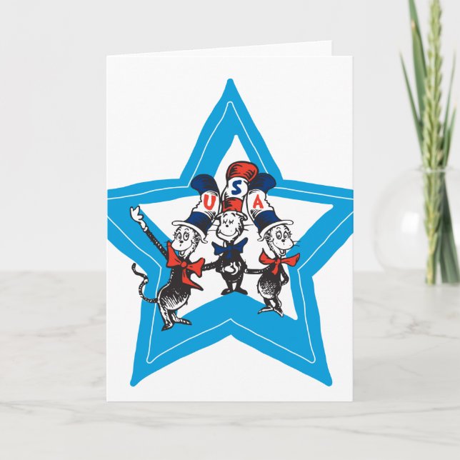 Dr. Seuss | Little Cats USA Hats Graphic Card (Front)