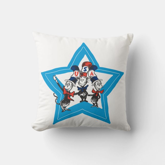 Dr. Seuss | Little Cats USA Hats Graphic Cushion (Front)